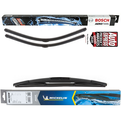 Bosch Aerotwin Twin Pack & Michelin Rear Screen Wiper - Triple Pack