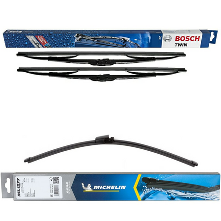 Bosch Twin - Specific Fit & Michelin Rear Screen Wiper - Triple Pack