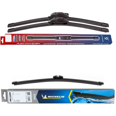 Wiper Blades Aerowiper & Michelin Rear Screen Wiper - Triple Pack