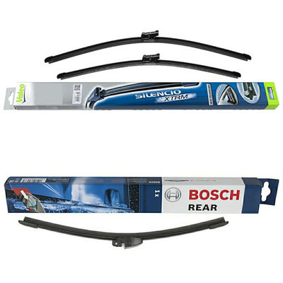 Valeo Silencio X.TRM Flat & Bosch Rear Screen Wiper A - Triple Pack