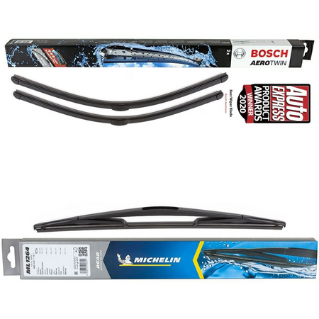 Bosch Aerotwin Twin Pack & Michelin Rear Screen Wiper - Triple Pack