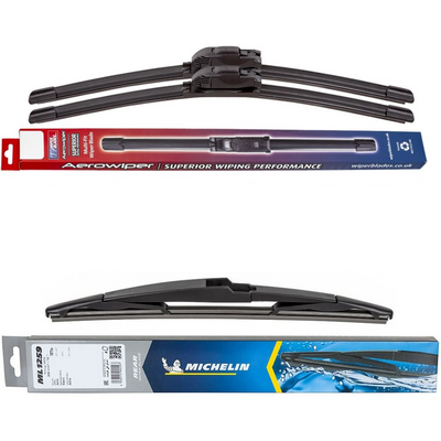 Wiper Blades Aerowiper & Michelin Rear Screen Wiper - Triple Pack