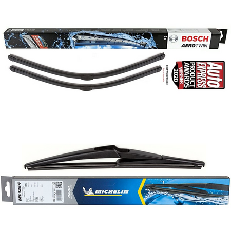 Bosch Aerotwin Twin Pack & Michelin Rear Screen Wiper - Triple Pack