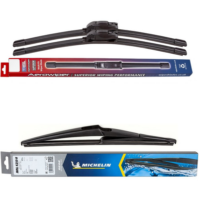 Wiper Blades Aerowiper & Michelin Rear Screen Wiper - Triple Pack