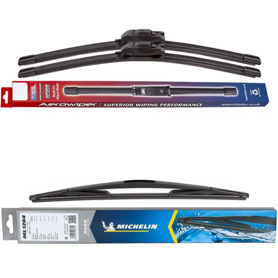 Wiper Blades Aerowiper & Michelin Rear Screen Wiper - Triple Pack