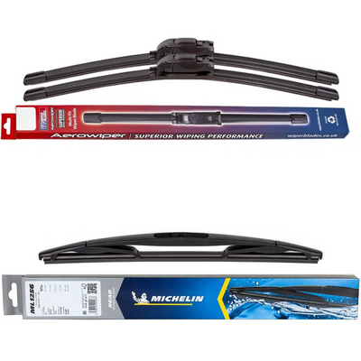 Wiper Blades Aerowiper & Michelin Rear Screen Wiper - Triple Pack