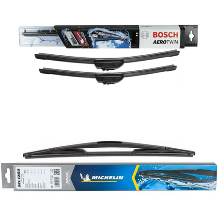 Bosch Retrofit Aerotwin & Michelin Rear Screen Wiper - Triple Pack