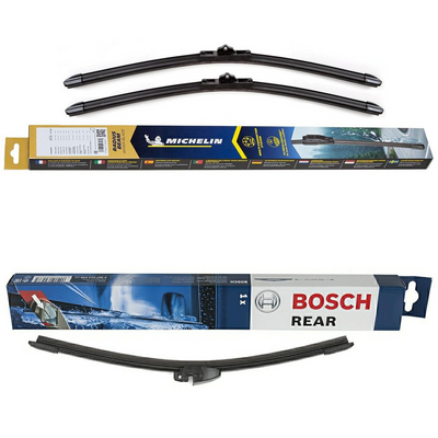 Michelin Radius Beam & Bosch Rear Screen Wiper A - Triple Pack